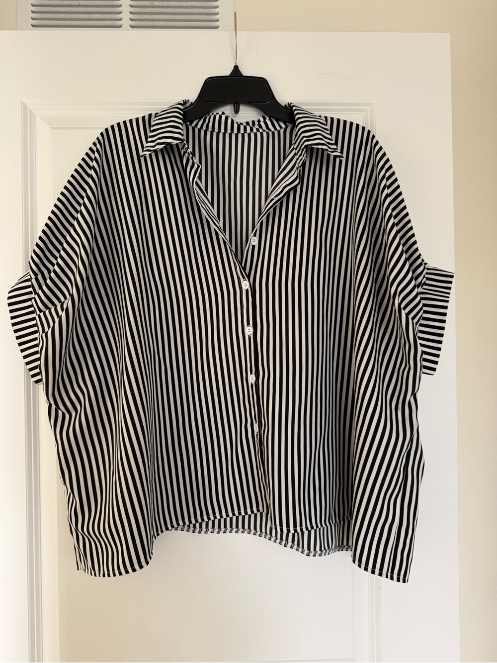 SHEIN Black and White Striped Button-Up Shirt
